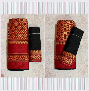 Dhara Pure Silk in Contrast Black & Maroon combination