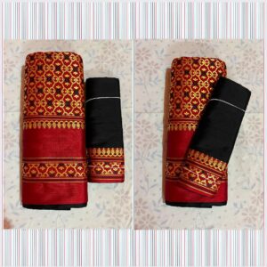 Dhara Pure Silk in Contrast Black & Maroon combination